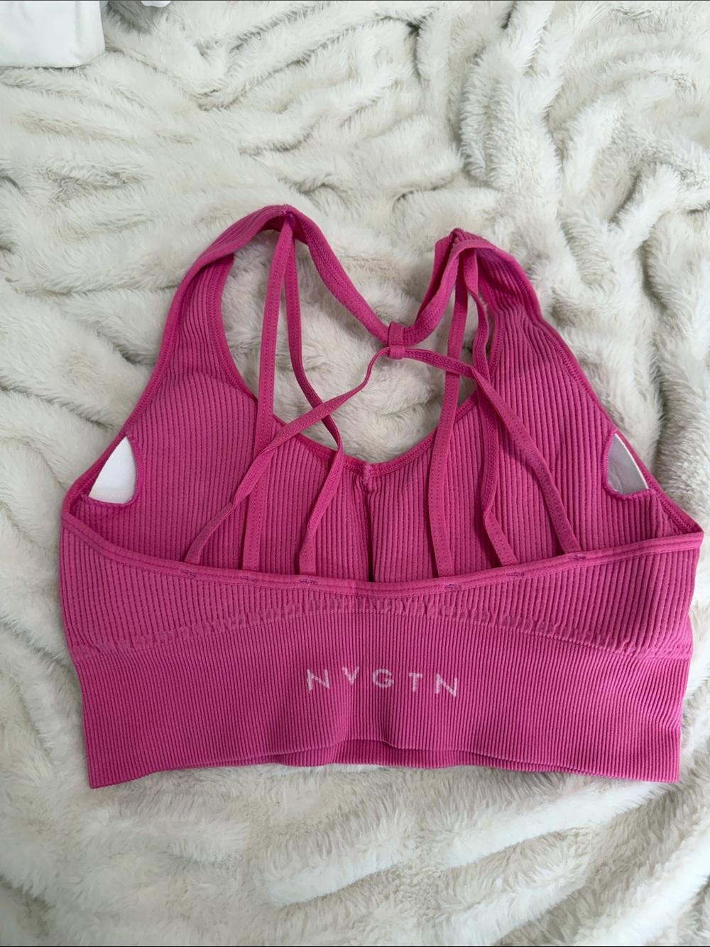 NVGTN Women's Pink Strappy Ribbed Sports Bra